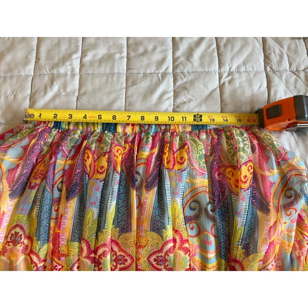 Vintage 90’s Chadwick’s Floral Maxi Skirt Sz Large Elastic Waist Sheer Cottage F - Picture 3 of 9